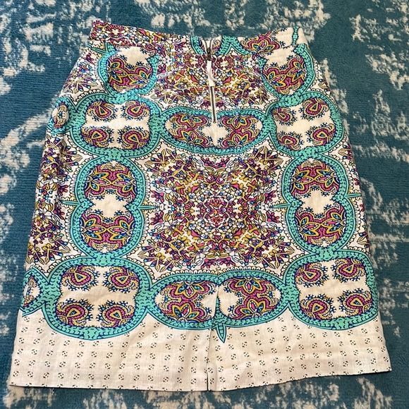 Maeve lined linen style colorful pattern skirt NWOT 6 - Picture 4 of 5